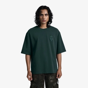 ALMOST GODS | ALPHA CROSS EMBROIDERED TEE { GREEN Rain Proof Wind Glow
