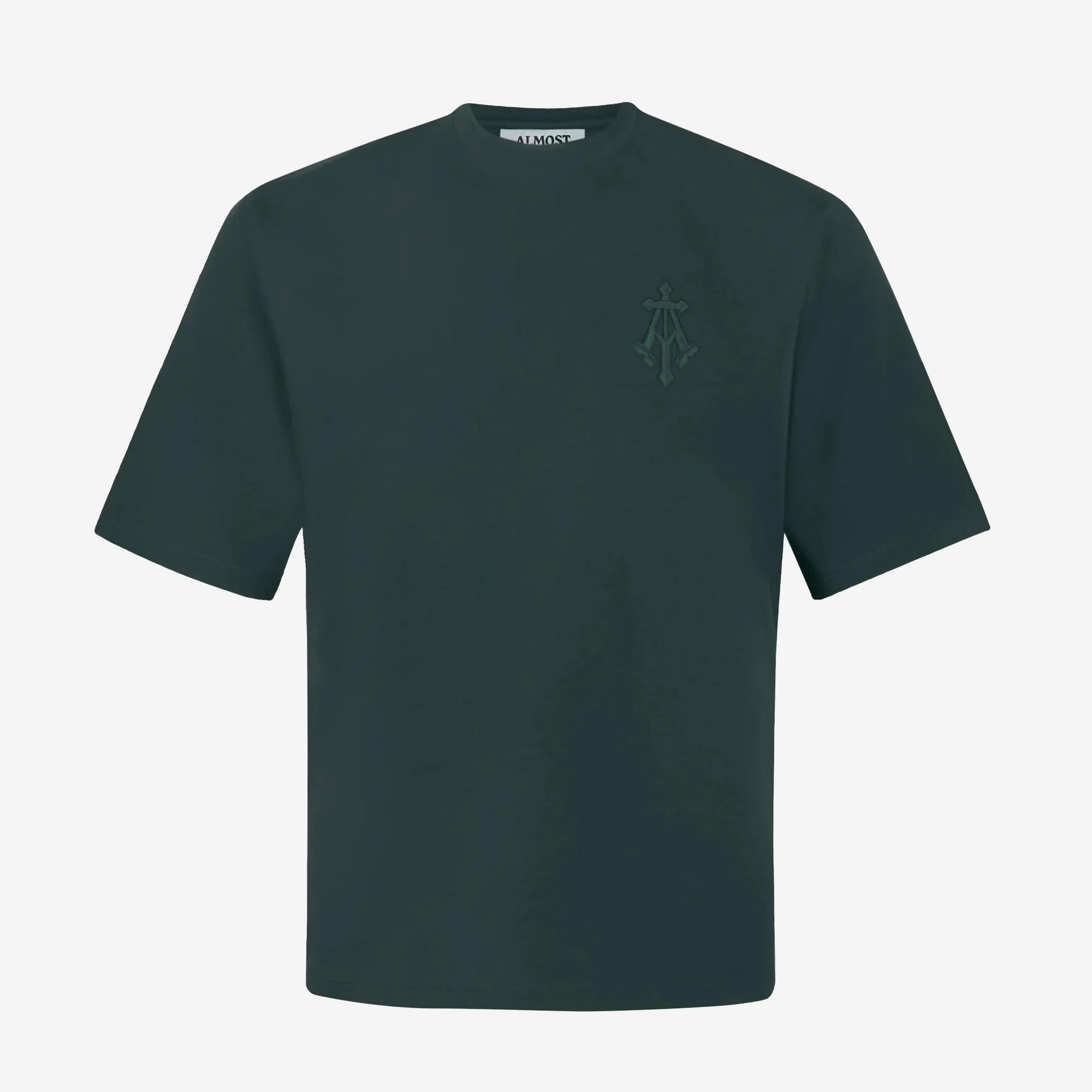 ALMOST GODS | ALPHA CROSS EMBROIDERED TEE { GREEN Japan Neat