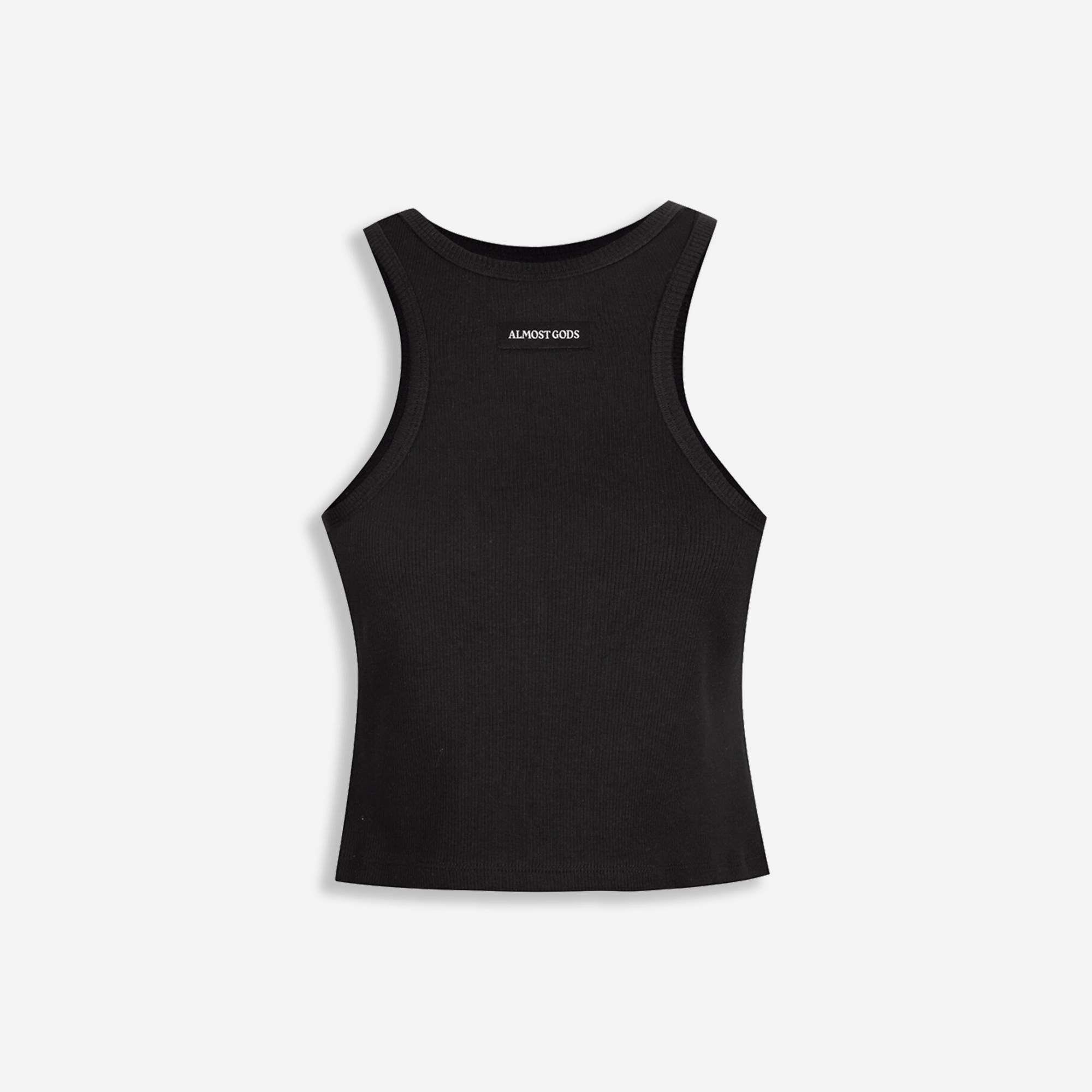 french chic FoldableDesign ALMOST GODS | ALPHA CROSS RIBBED TANK { BLACK