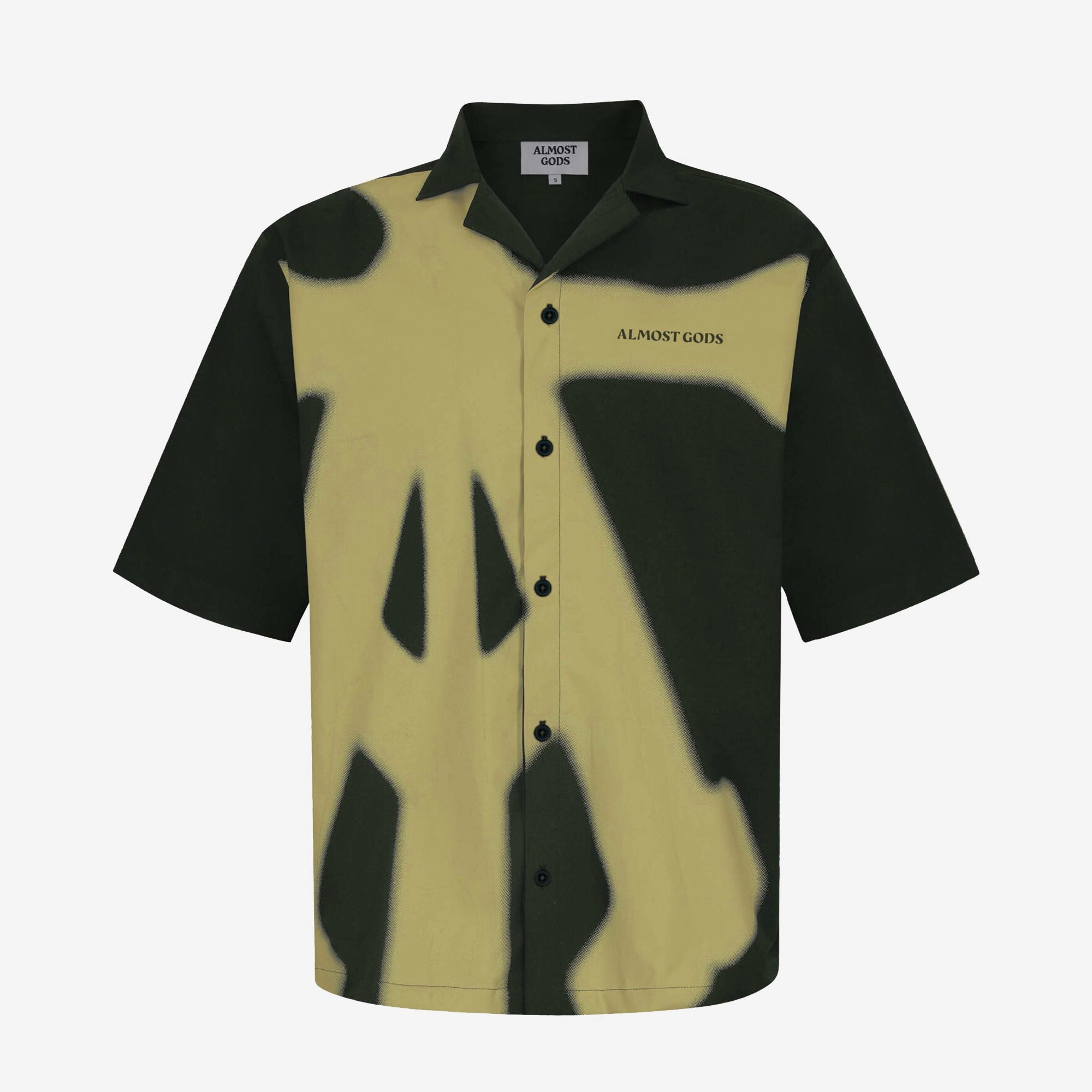 HighDensityWeave ALMOST GODS | ALPHA CROSS SPRAY PAINT SHIRT { GREEN