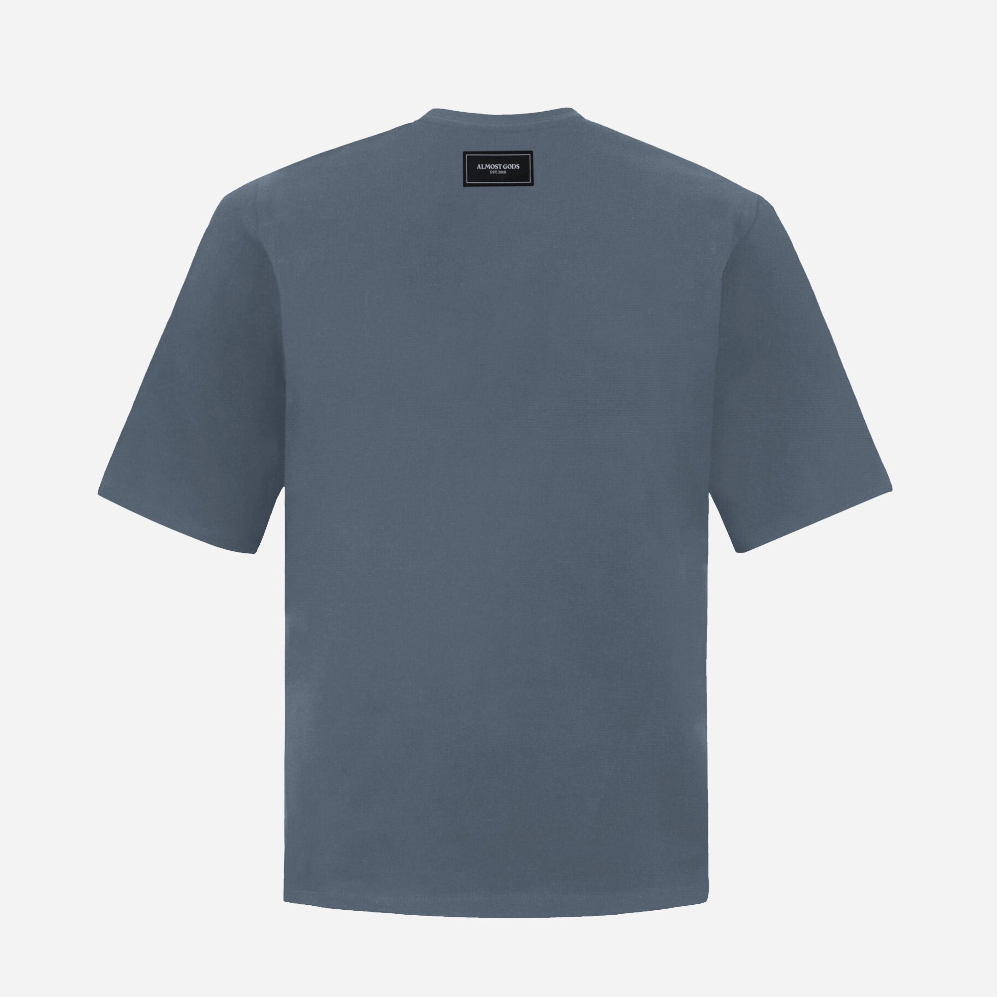ALMOST GODS | ALPHA CROSS SPRAY PAINT TEE { GREY yoga mode