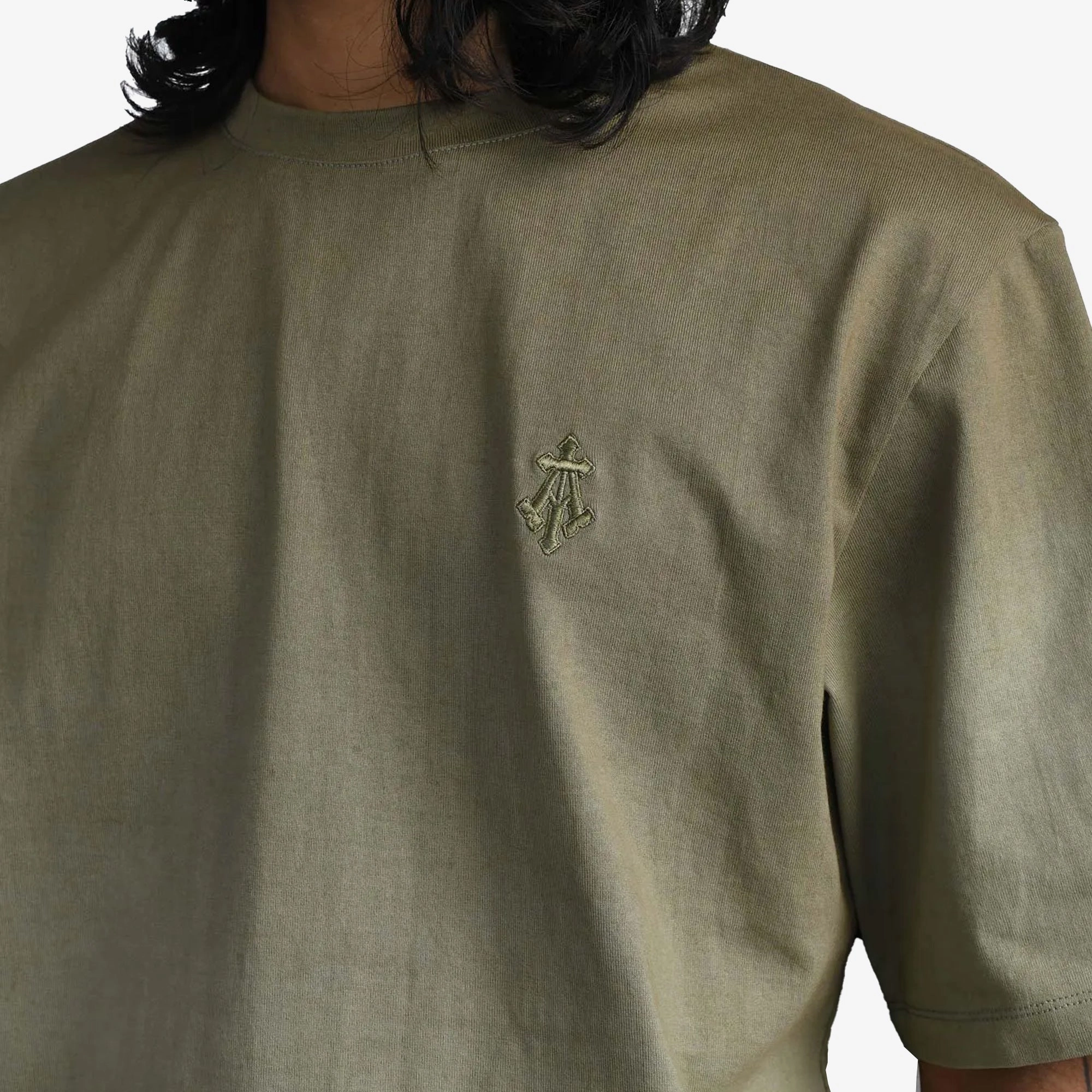 ALMOST GODS | ALPHA CROSS TEE IN DIP { DYE GREEN TensionAdjustedWaistband Village Charm
