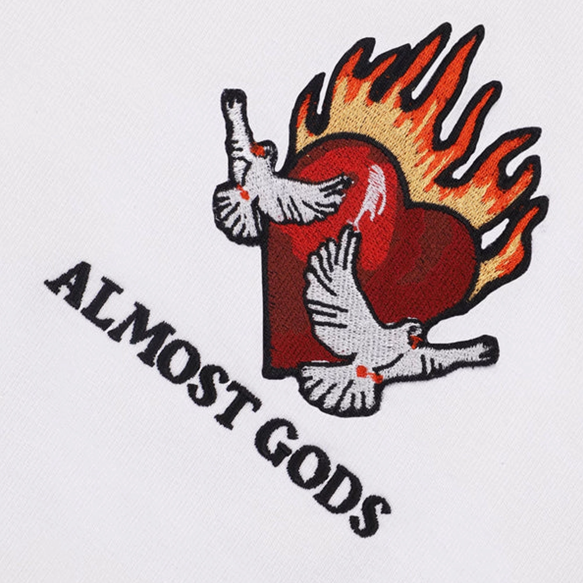 ALMOST GODS | BURNING HEART BOXY TEE { WHITE Air Move Love Glow