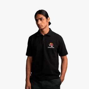 ALMOST GODS | BURNING HEART POLO TEE { BLACK StaticResistantTextile