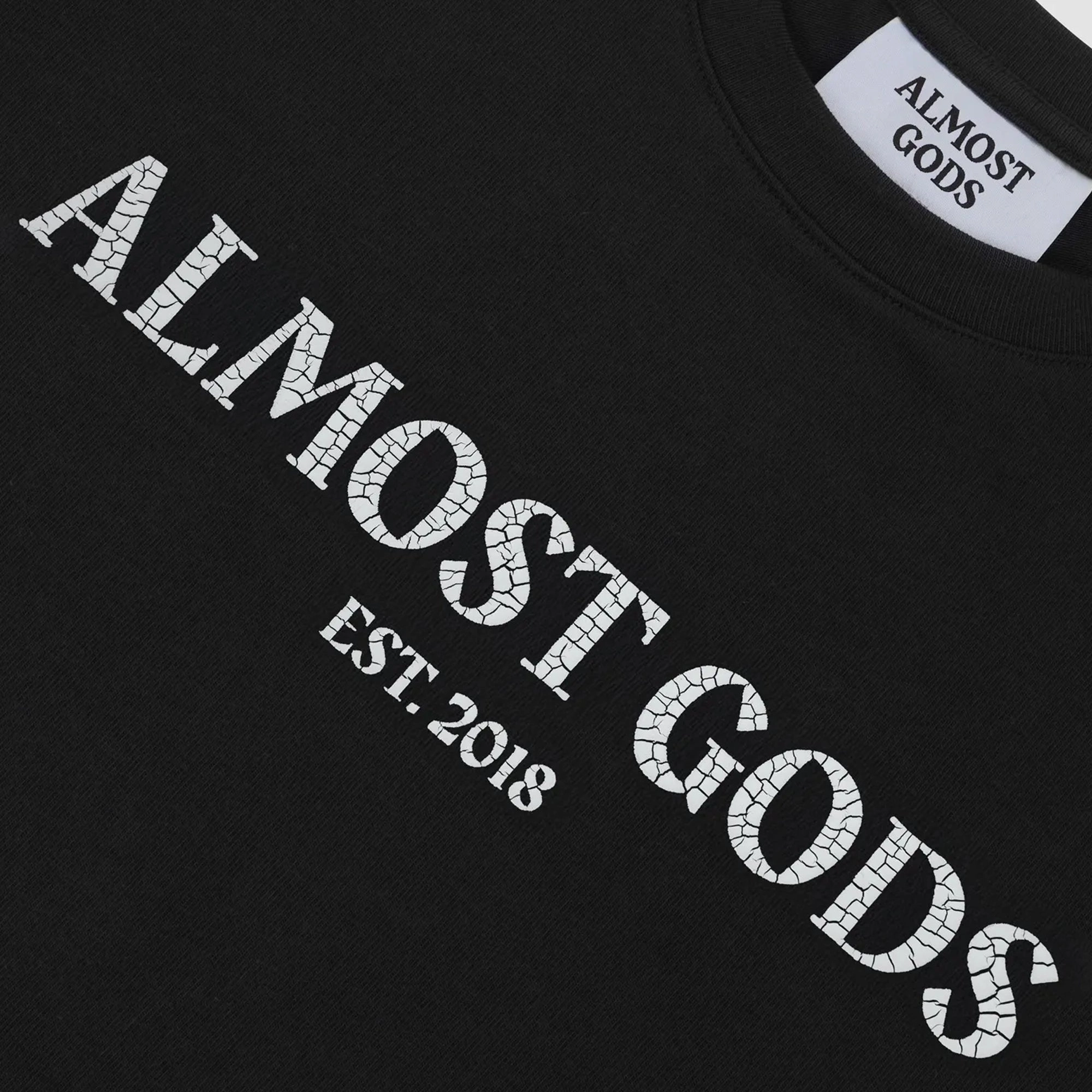 SlipResistantWaistband ALMOST GODS | CRACKED LOGO RELAXED TEE { BLACK