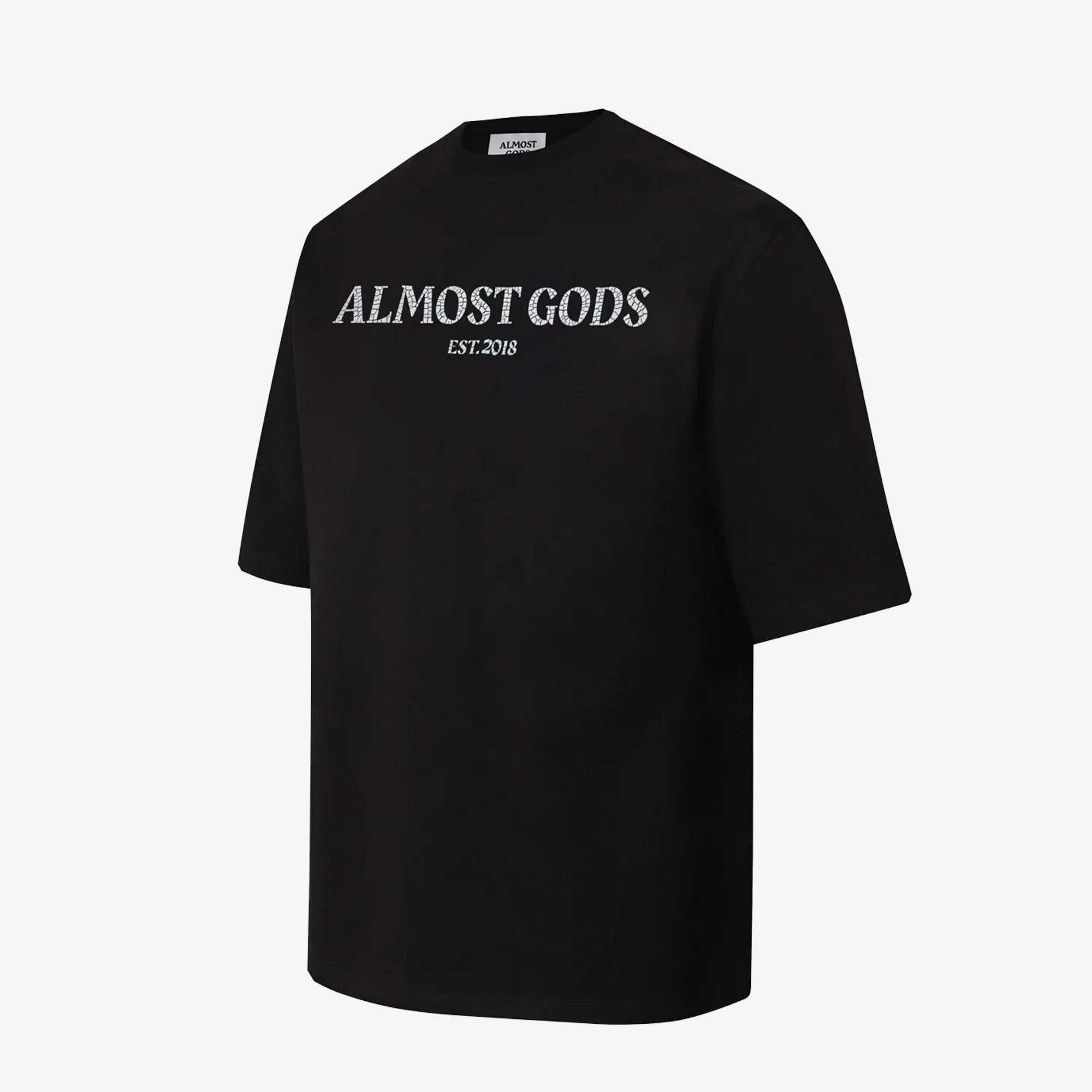 ALMOST GODS | CRACKED LOGO RELAXED TEE { BLACK Street Light