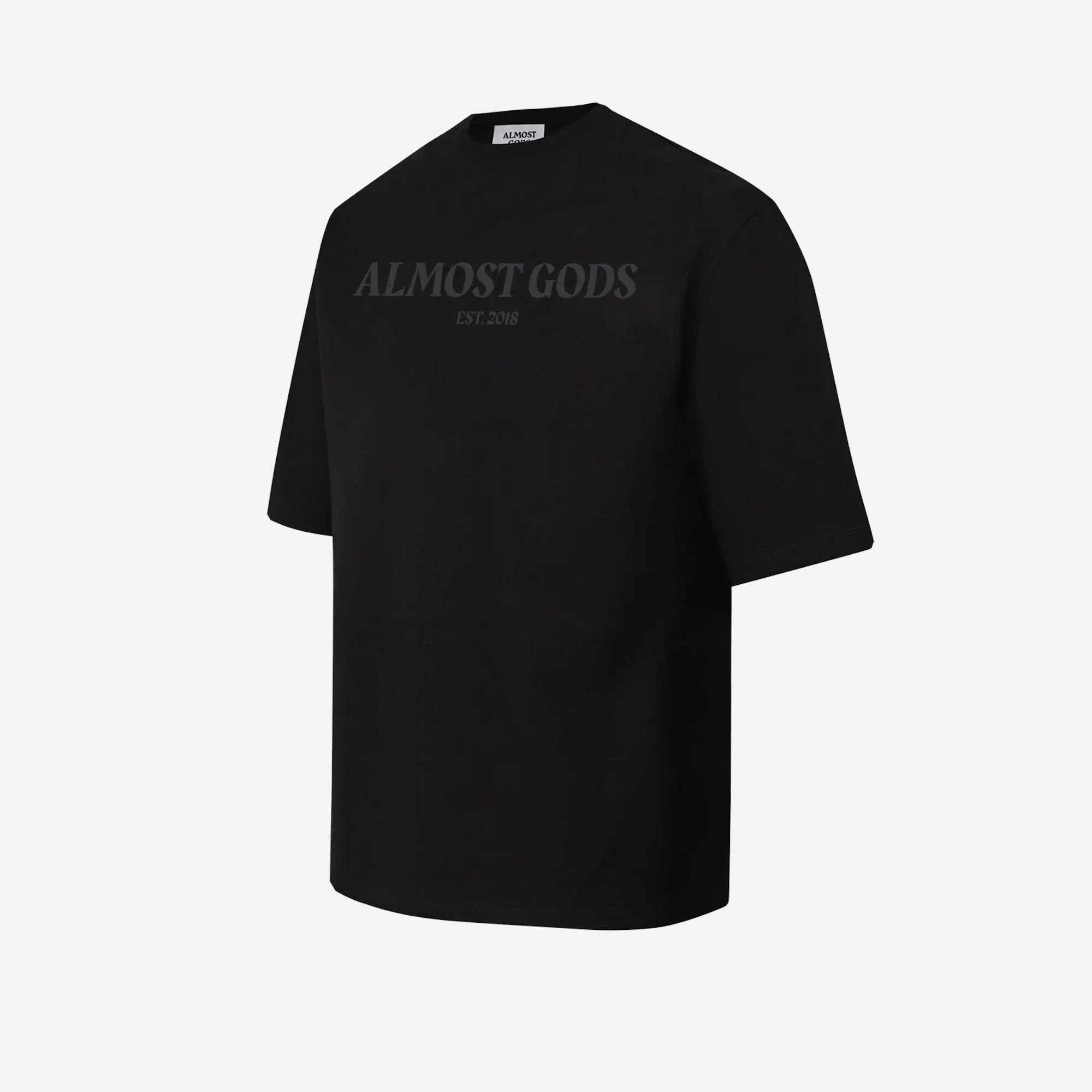 ALMOST GODS | EST. 2018 TEE { BLACK Shoot Mood Muse Edge