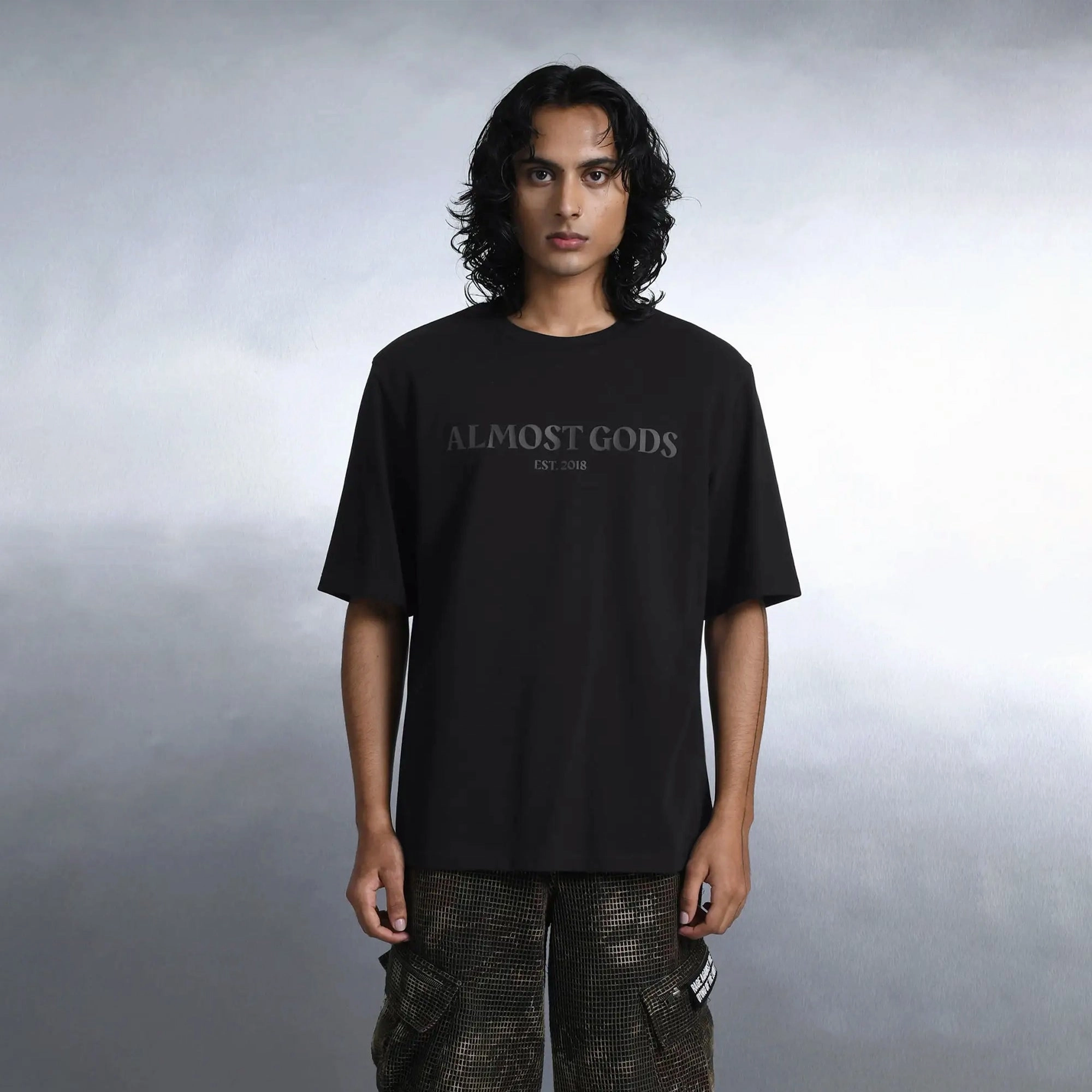 Peace Glow King Mode ALMOST GODS | EST. 2018 TEE { BLACK