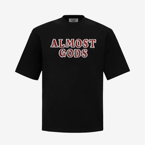 Tencel Blend Fabric Soft Jersey ALMOST GODS | HAND EMBROIDERED KARDANA LOGO TEE { BLACK