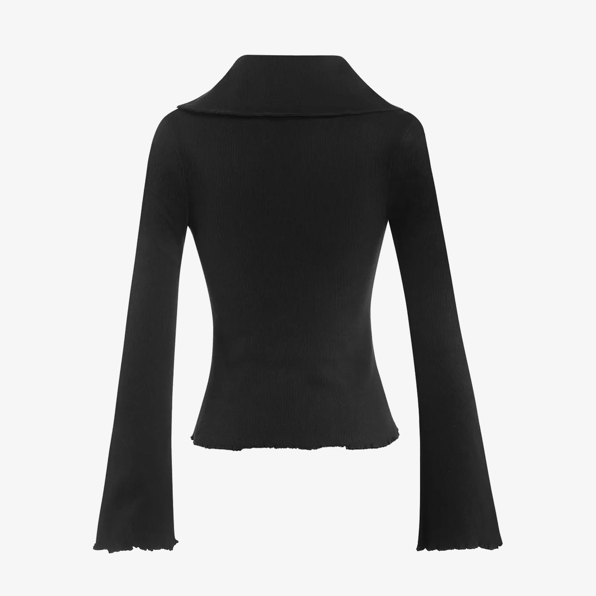 StretchPaneling SoftTouch Texture ALMOST GODS | MERIDIAN KNIT TOP { BLACK