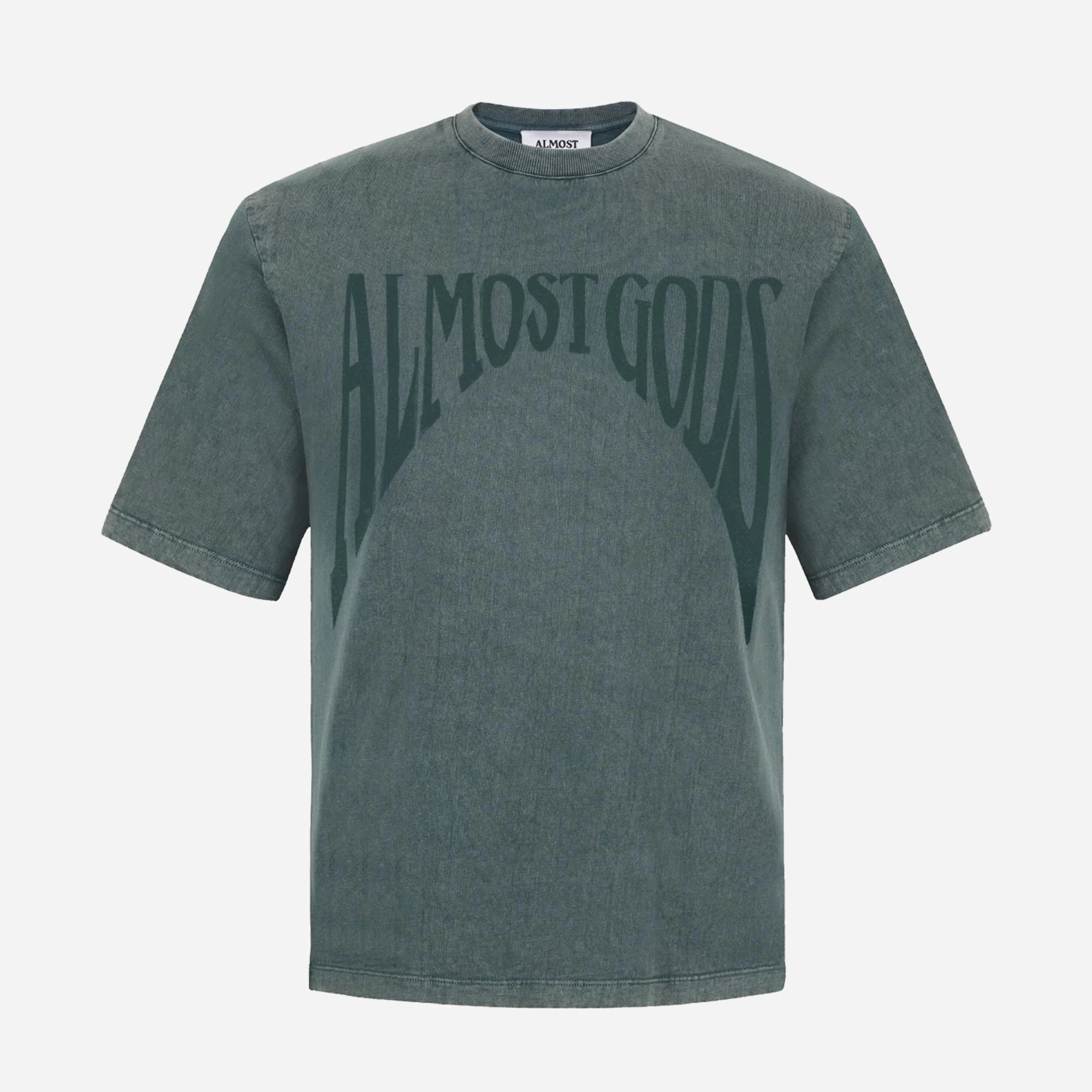 SweatAbsorbentLining ALMOST GODS | STONEWASHED GOTHIC RELAXED TEE { PINE