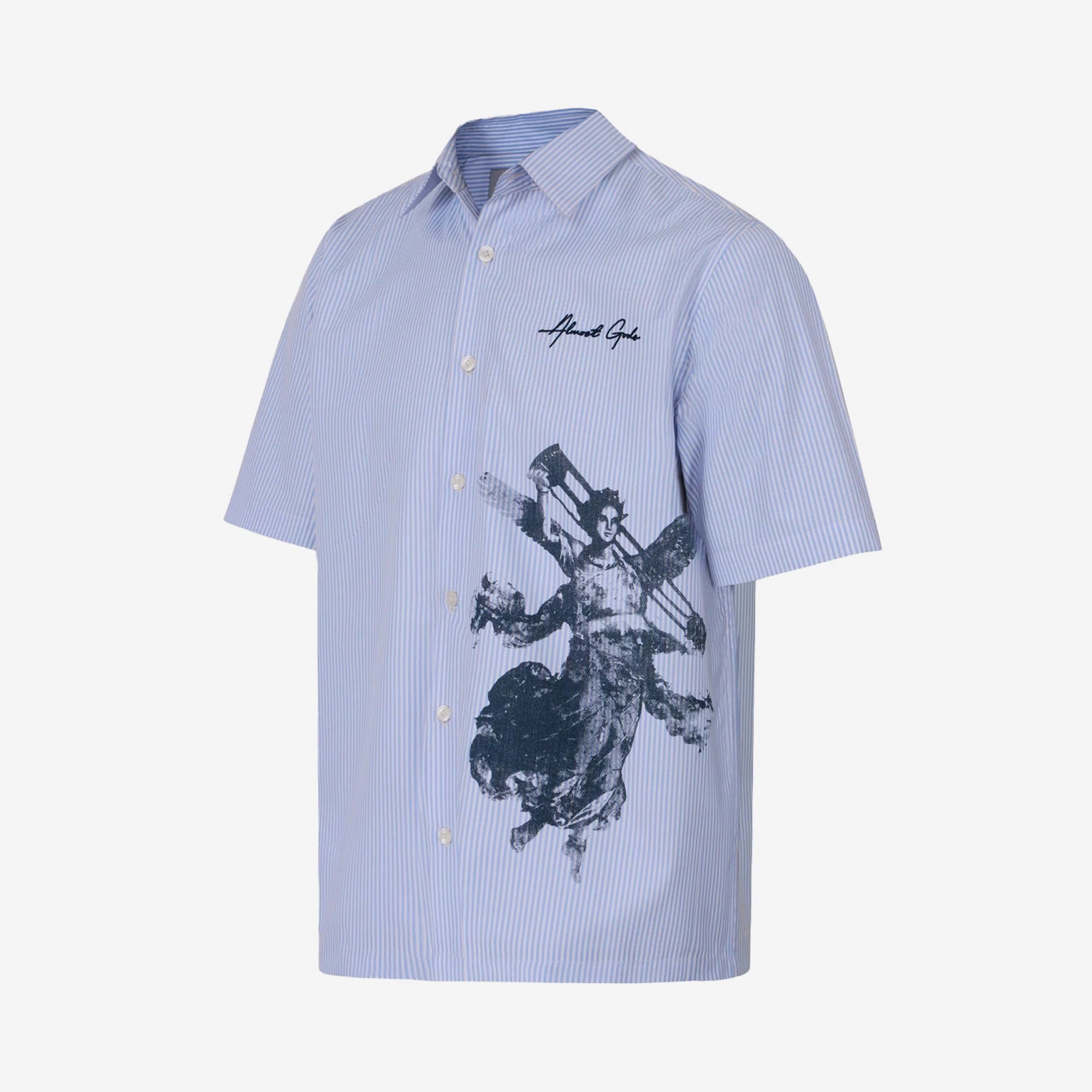 Hotel Style ALMOST GODS | VICTORIA FRESCO SHIRT IN BENGAL STRIPES { BLUE/WHITE