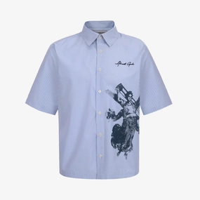 Wind Block ALMOST GODS | VICTORIA FRESCO SHIRT IN BENGAL STRIPES { BLUE/WHITE