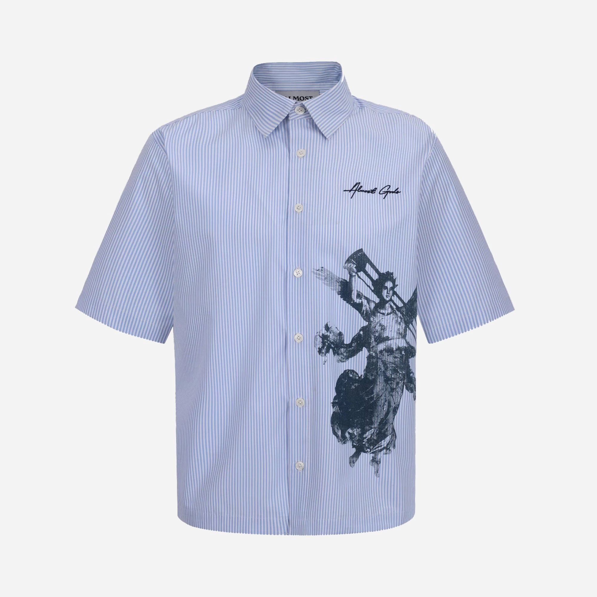 Wind Block ALMOST GODS | VICTORIA FRESCO SHIRT IN BENGAL STRIPES { BLUE/WHITE