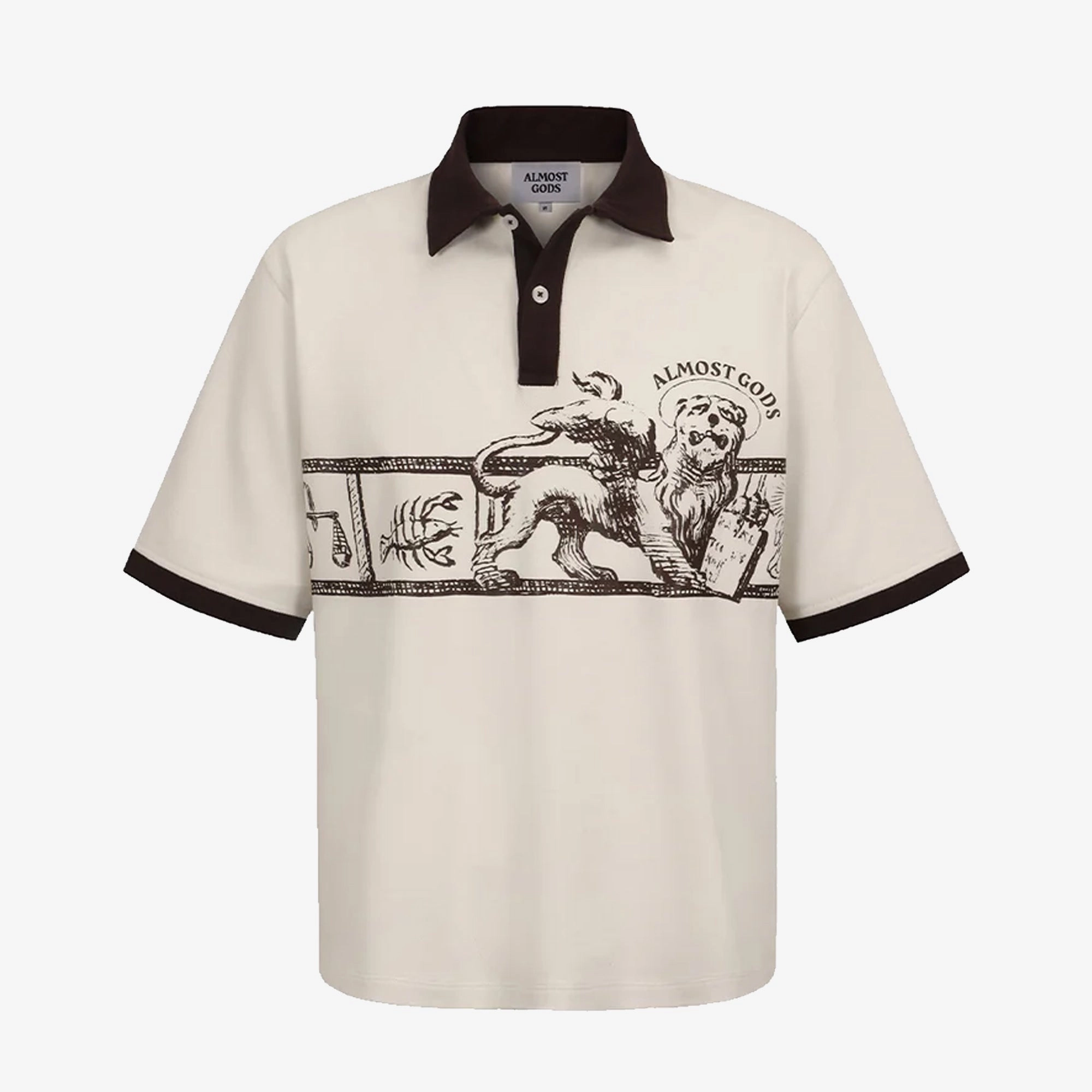 ALMOST GODS | ZODIAC RELAXED POLO { OFF WHITE Ultraviolet Protection