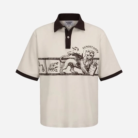 ALMOST GODS | ZODIAC RELAXED POLO { OFF WHITE Ultraviolet Protection