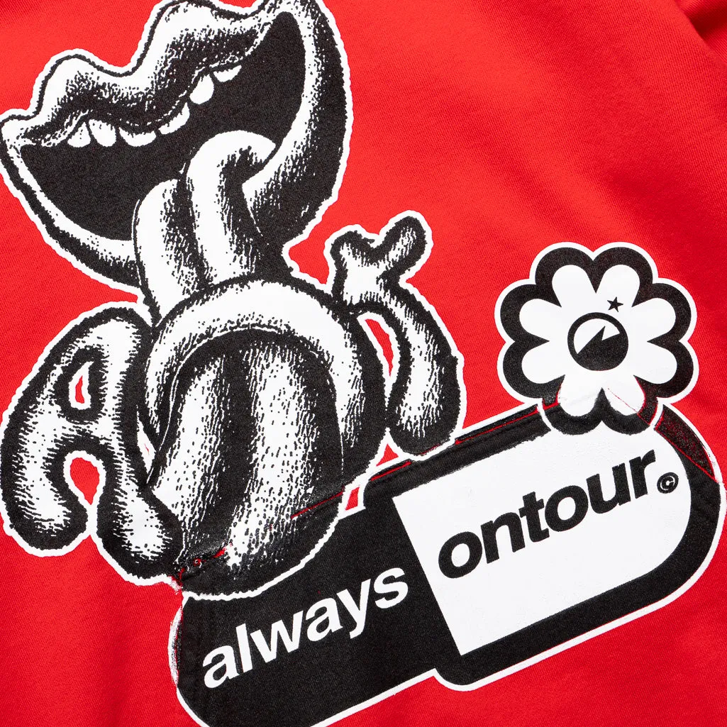 Always On Tour Lips Hoodie - Red Holiday Outfit Unisex Appeal