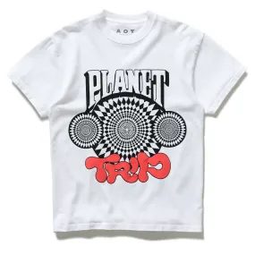 Yoga Outfit high-low hem Always On Tour Planet Trip Tee - White
