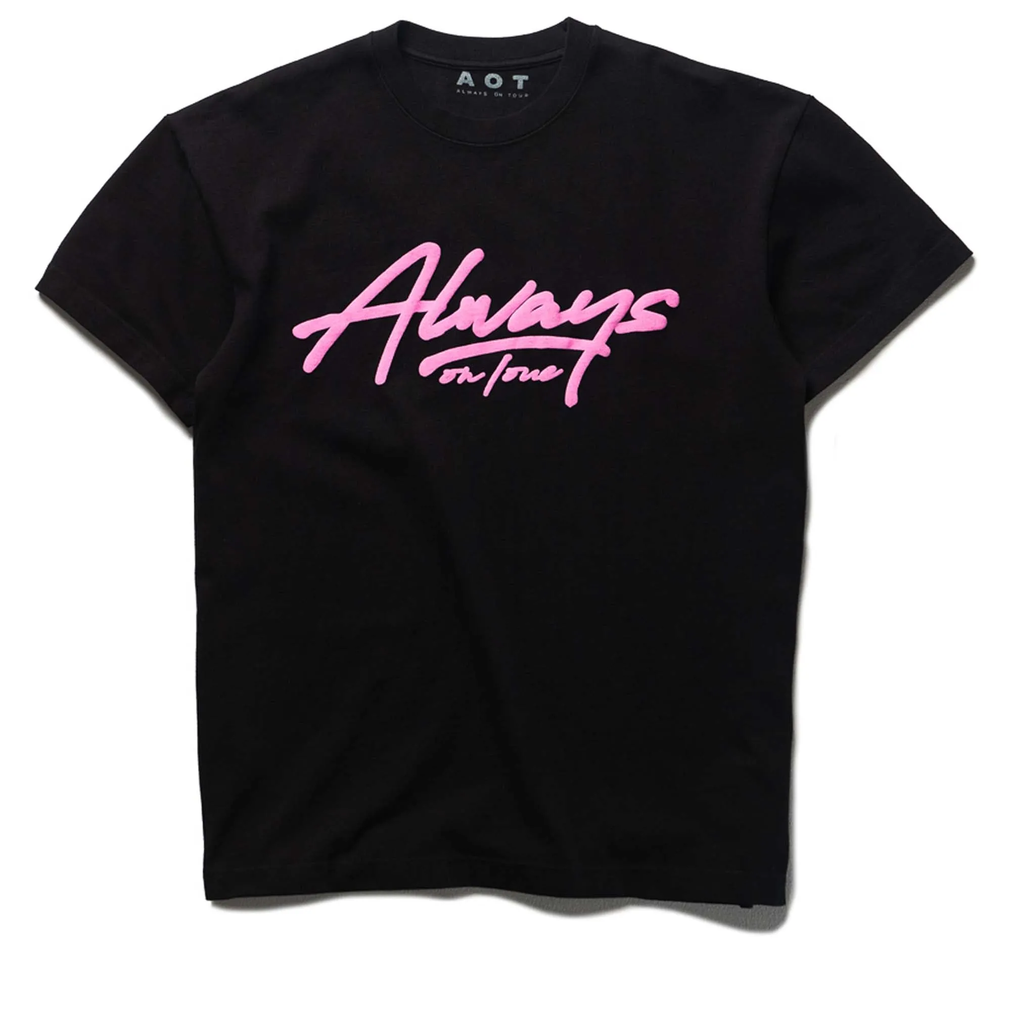 Always On Tour Script Logo Tee - Black Floral Pattern