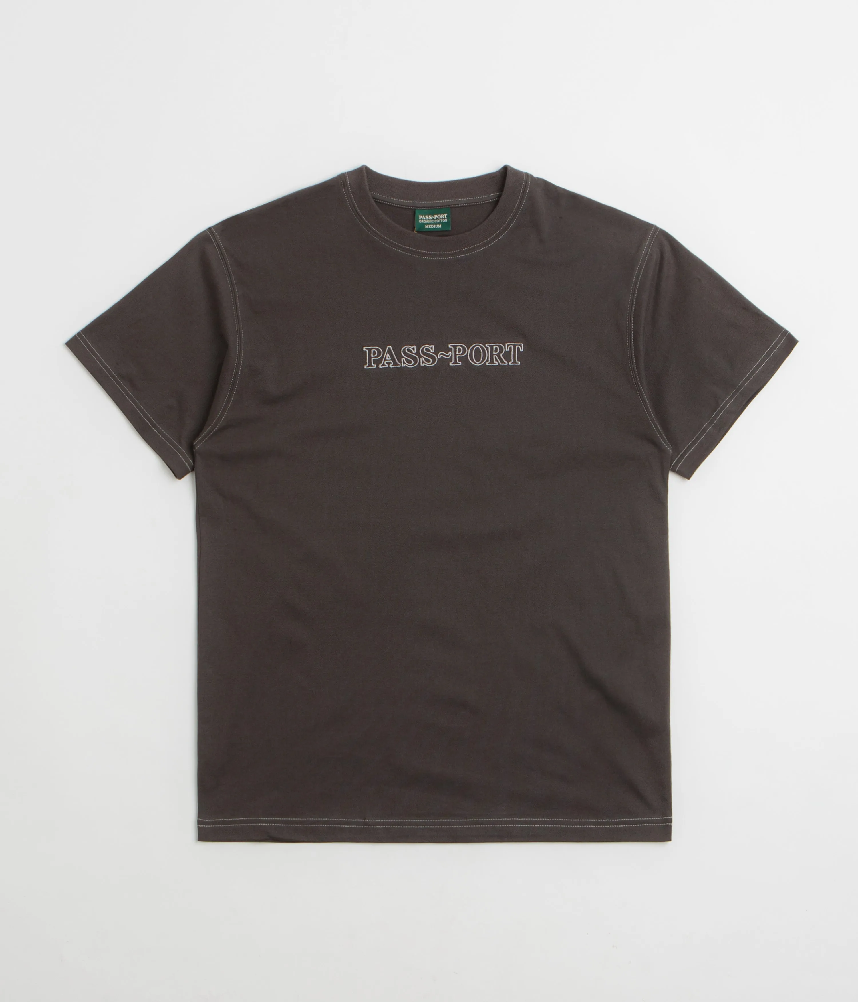 Pass Port Official Organic T-Shirt - Vintage Black pleats Eco Friendly Dye Process