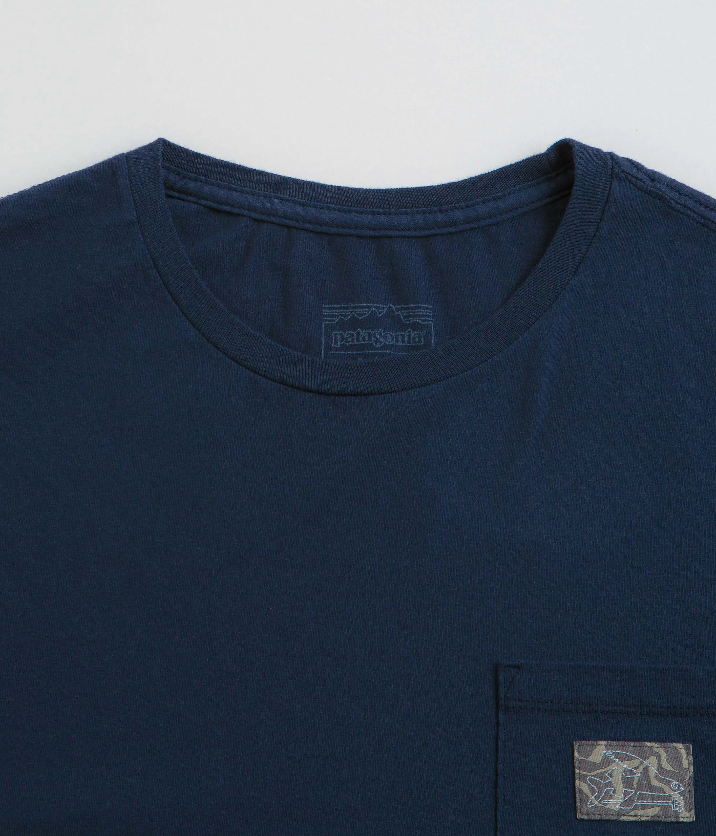 Home Wear Patagonia Flying Fish Tides Organic Pocket T-Shirt - New Navy