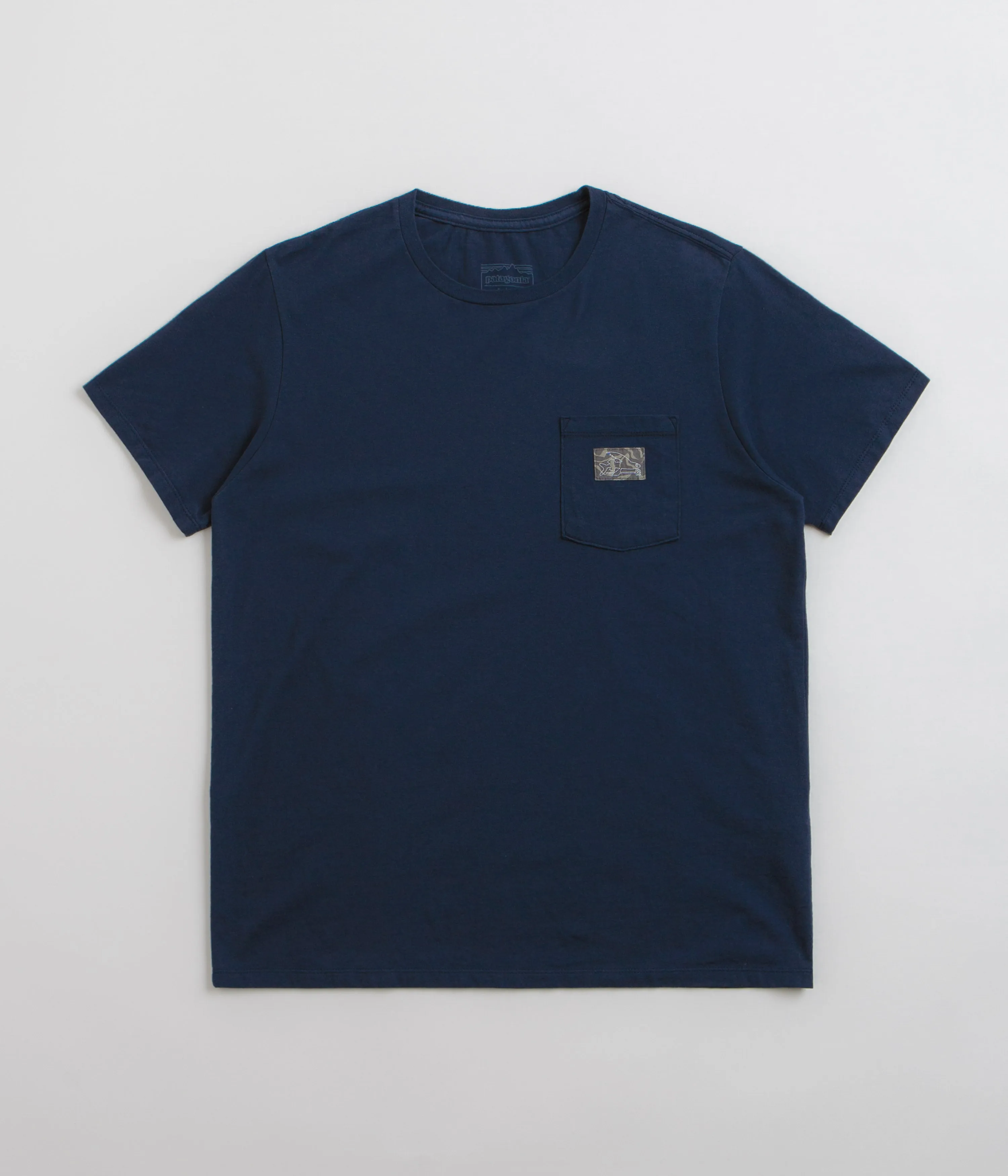Slim-fit Flatlock Seam Technique Patagonia Flying Fish Tides Organic Pocket T-Shirt - New Navy