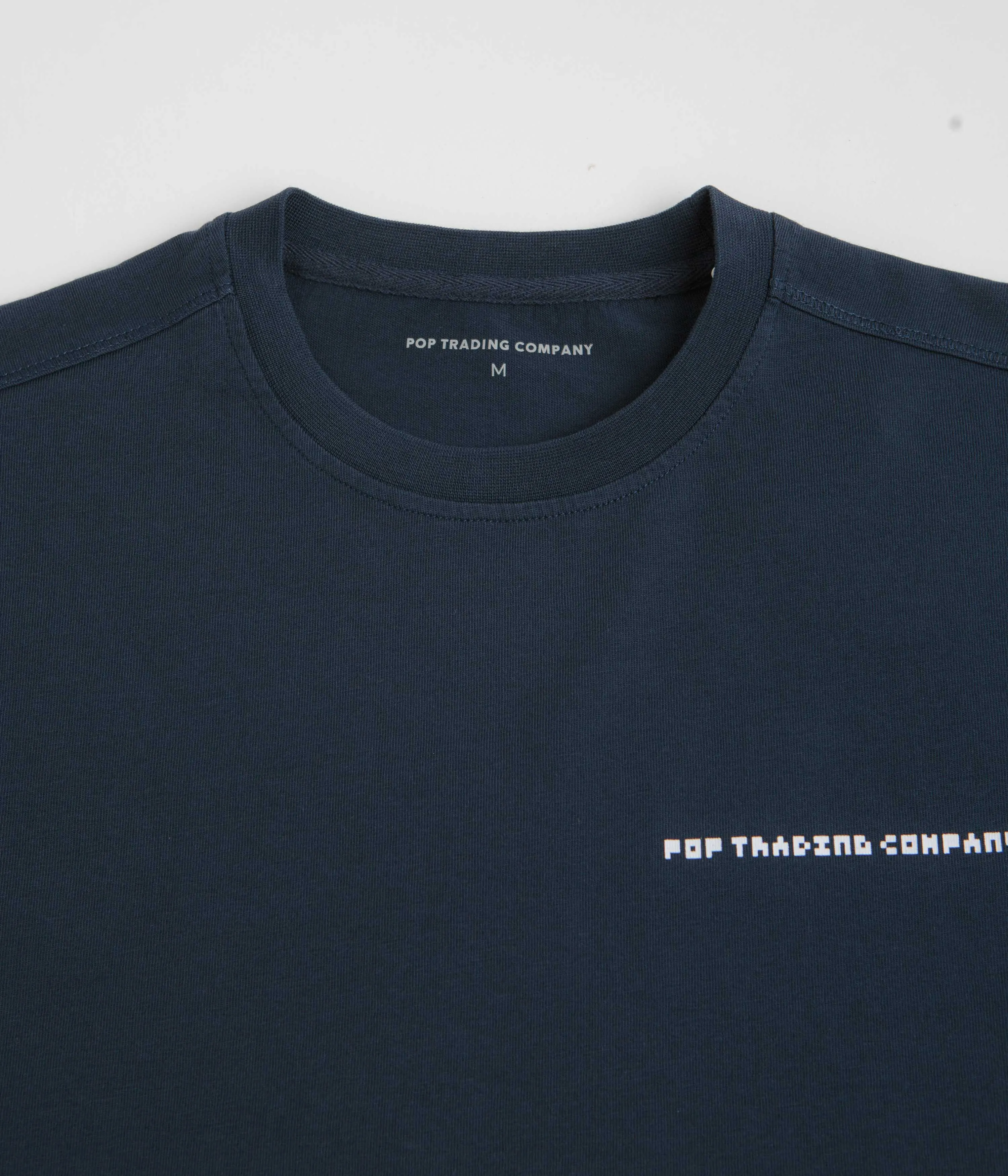 kimono silhouette museum event Pop Trading Company Pixel Logo T-Shirt - Navy