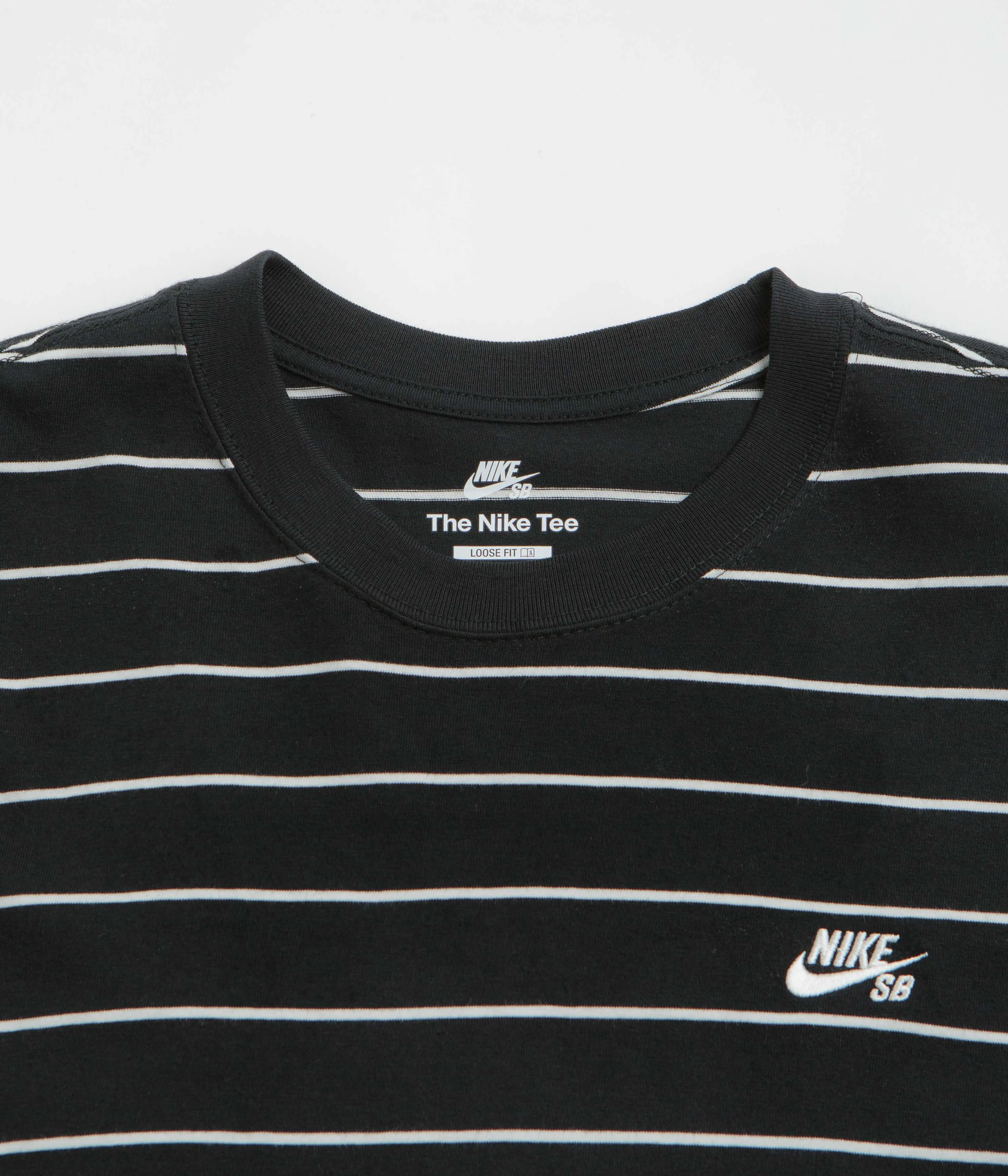 Nike SB Stripe T-Shirt - Black Camping site Loose-fitting