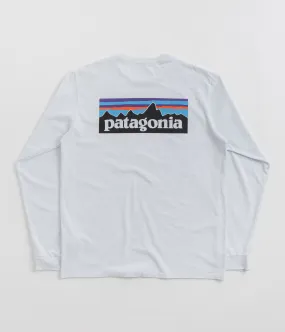 Plus Size Patagonia P-6 Logo Responsibili-Tee Long Sleeve T-Shirt - White