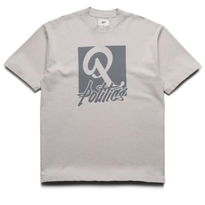 Size large kimono silhouette Politics Oversized Graffiti Tee - Cement