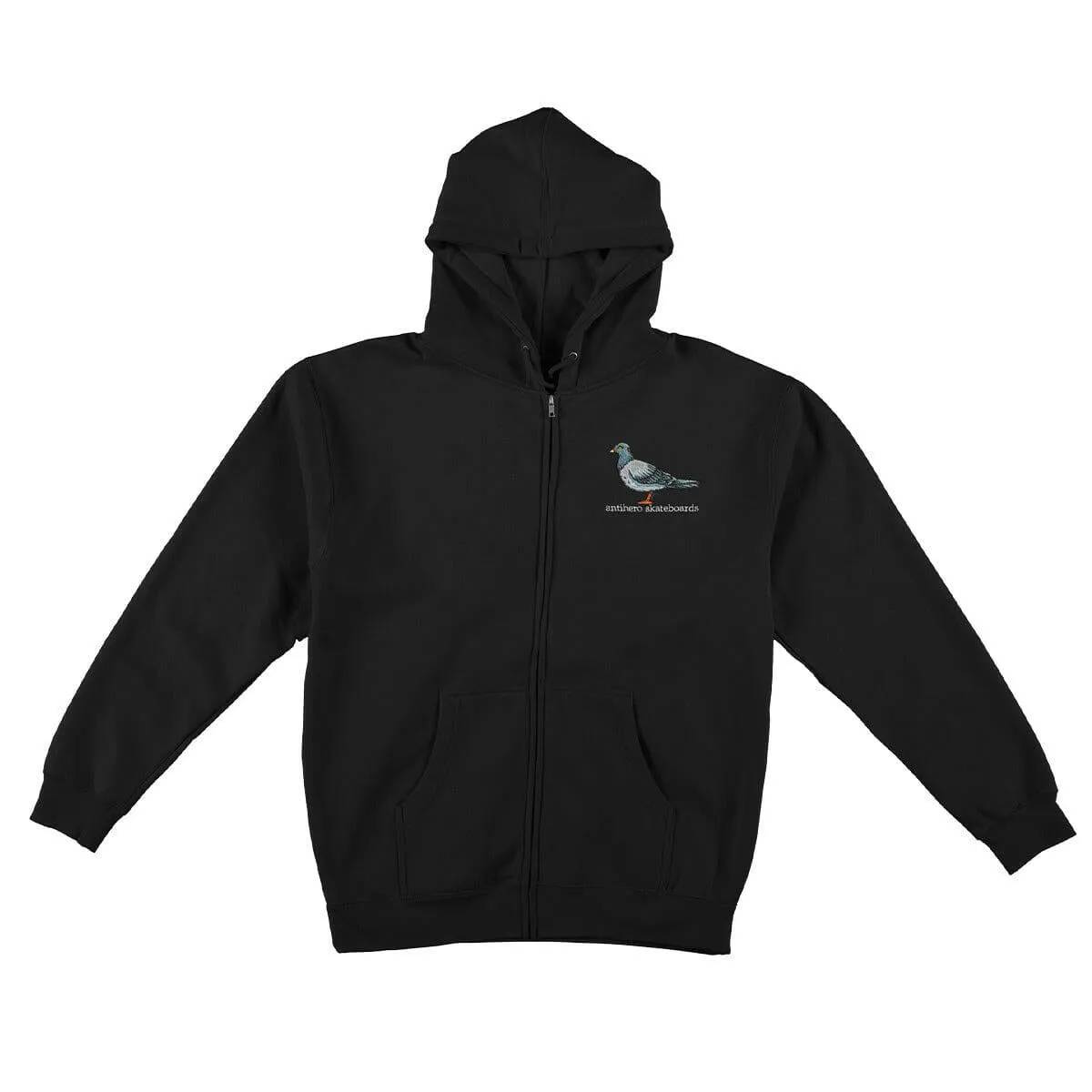 Taped Shoulder Seams Anti Hero - Lil Pigeon Emb Zip Hoodie Black