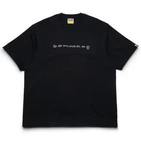 Two Button Closure System peak season A Bathing Ape Hand Drawn Logo Tee - Black