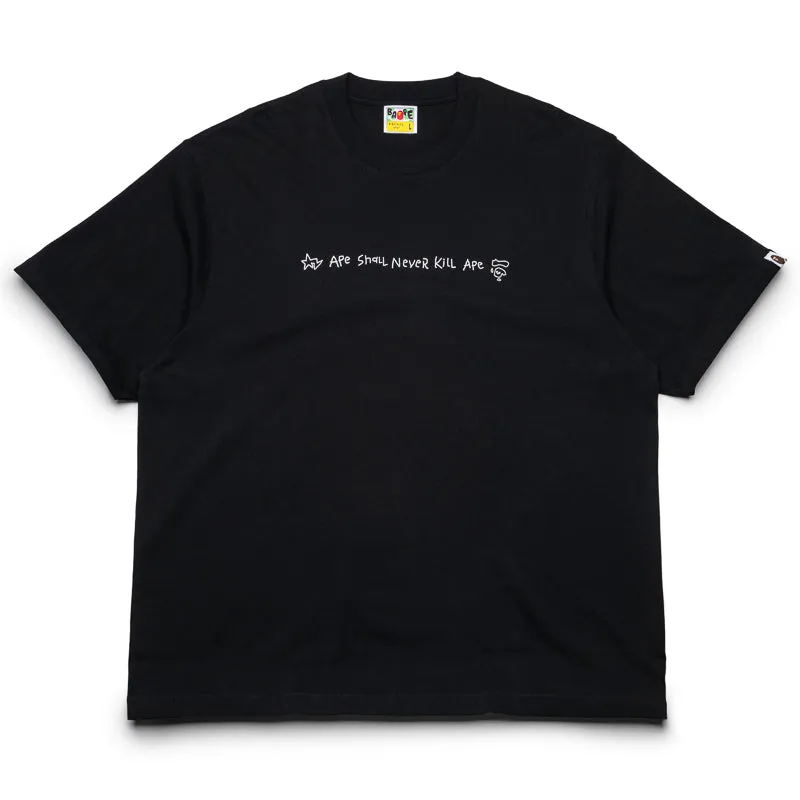A Bathing Ape Hand Drawn Logo Tee - Black Modern Waist