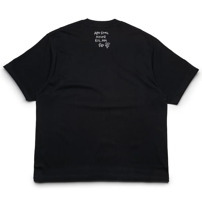 A Bathing Ape Hand Drawn Logo Tee - Black empire waist silhouette tank top