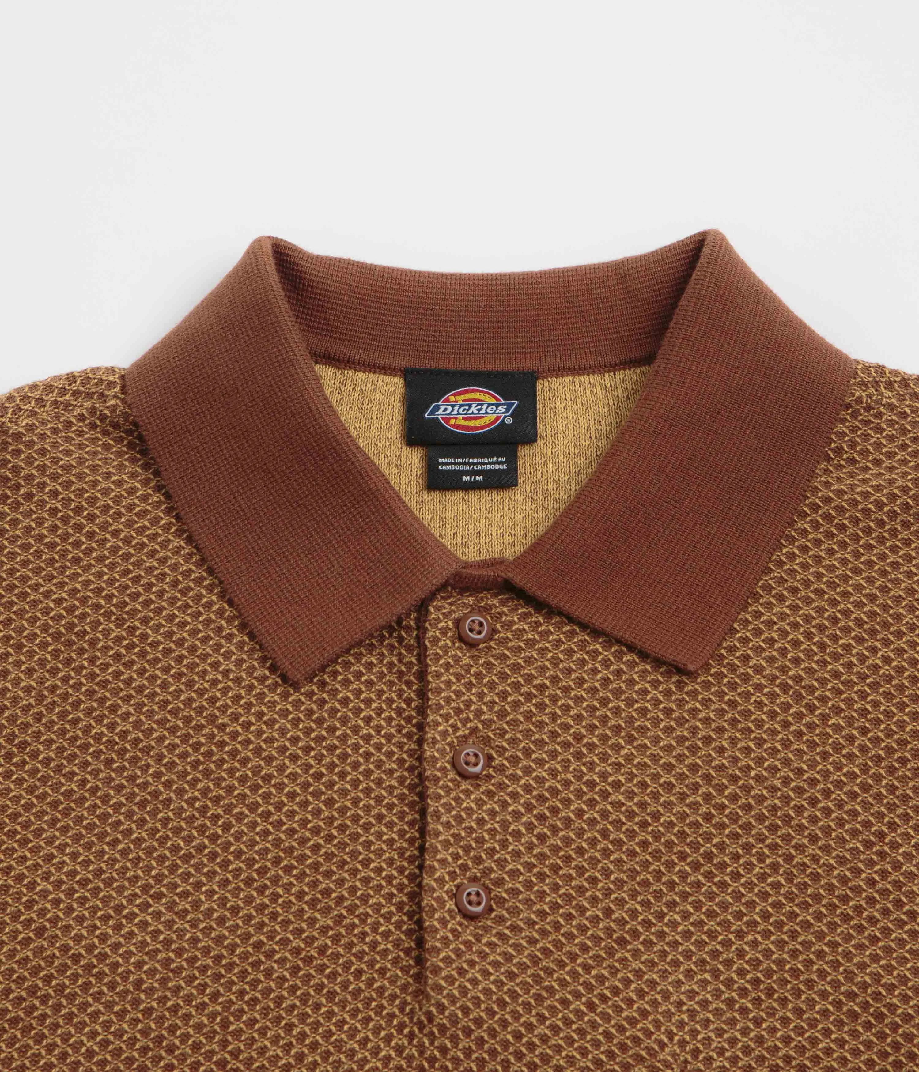 Festival Outfit Dickies Rocky Knit Short Sleeve Polo Shirt - Oak Buff
