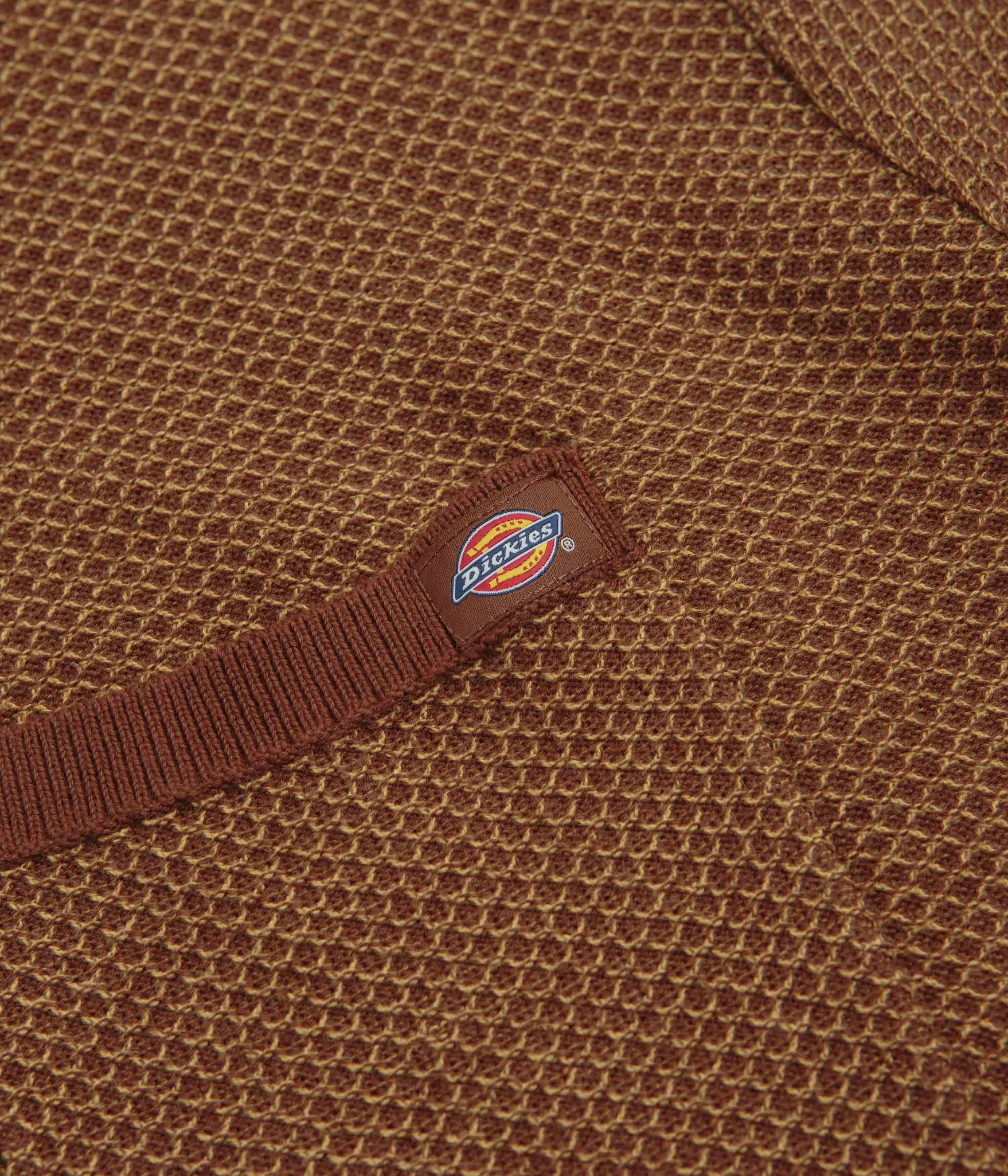 Polka Dot Dickies Rocky Knit Short Sleeve Polo Shirt - Oak Buff