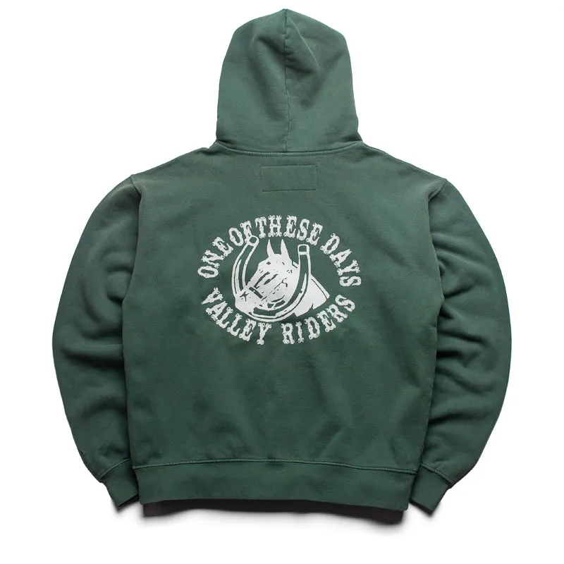 One Of These Days Valley Rider Zip Up - Forest Green Elk like Drop Shoulder