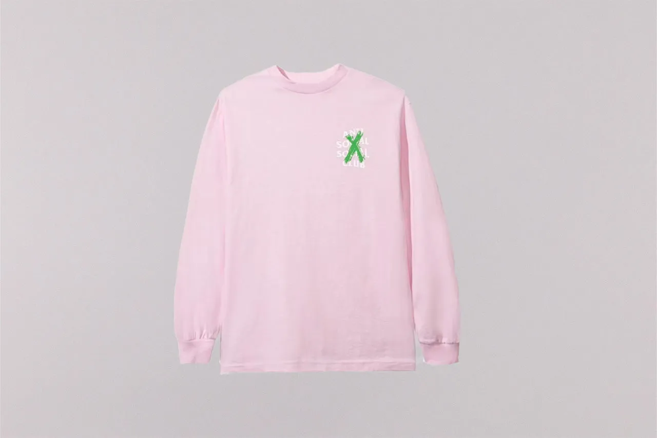 V-neck Blouse Cozy Cardigan Anti Social Social Club Cancelled  Long-Sleeve Tee 'Pink'