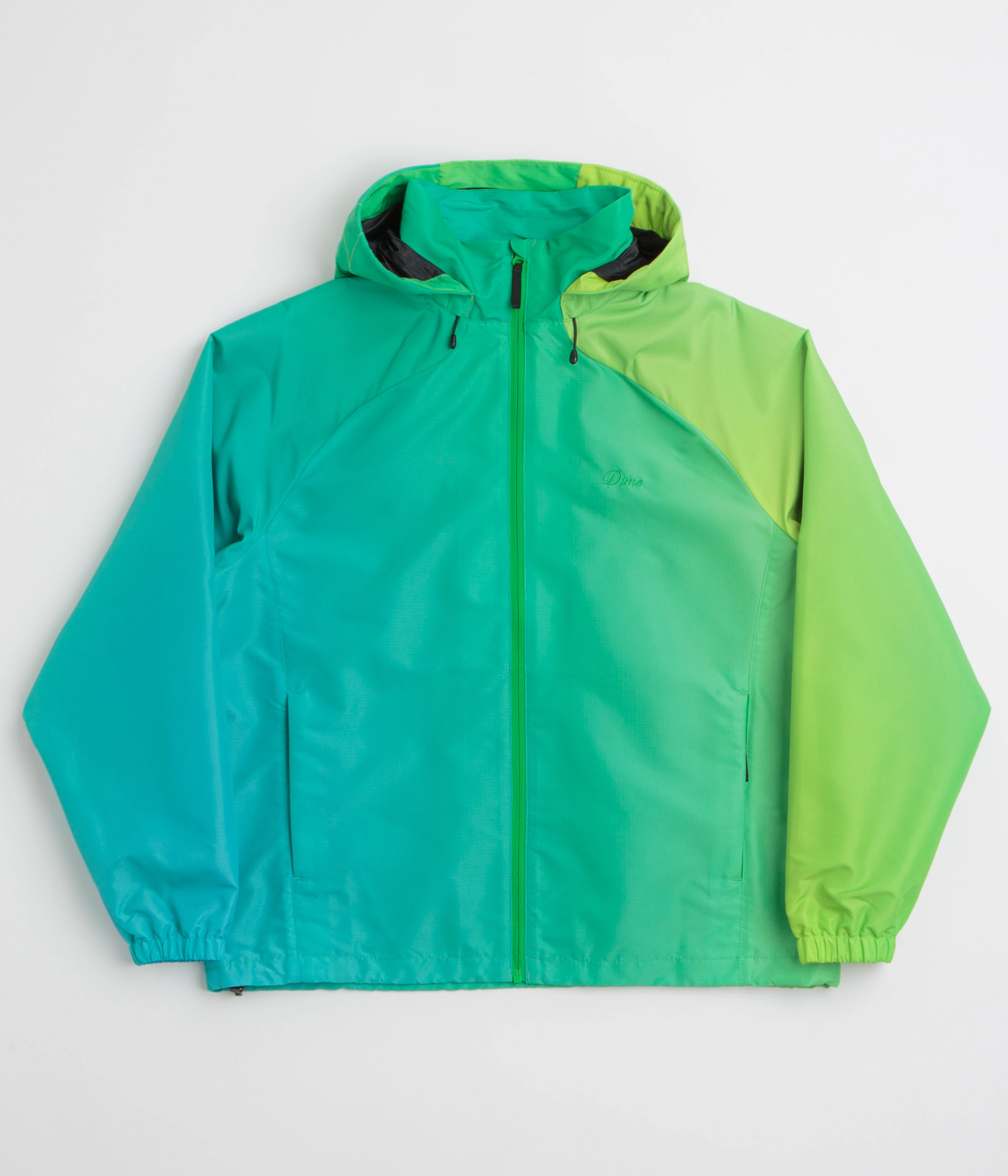 casual lunch Flexible Zipper System Dime Gradient Windbreaker Jacket - Green