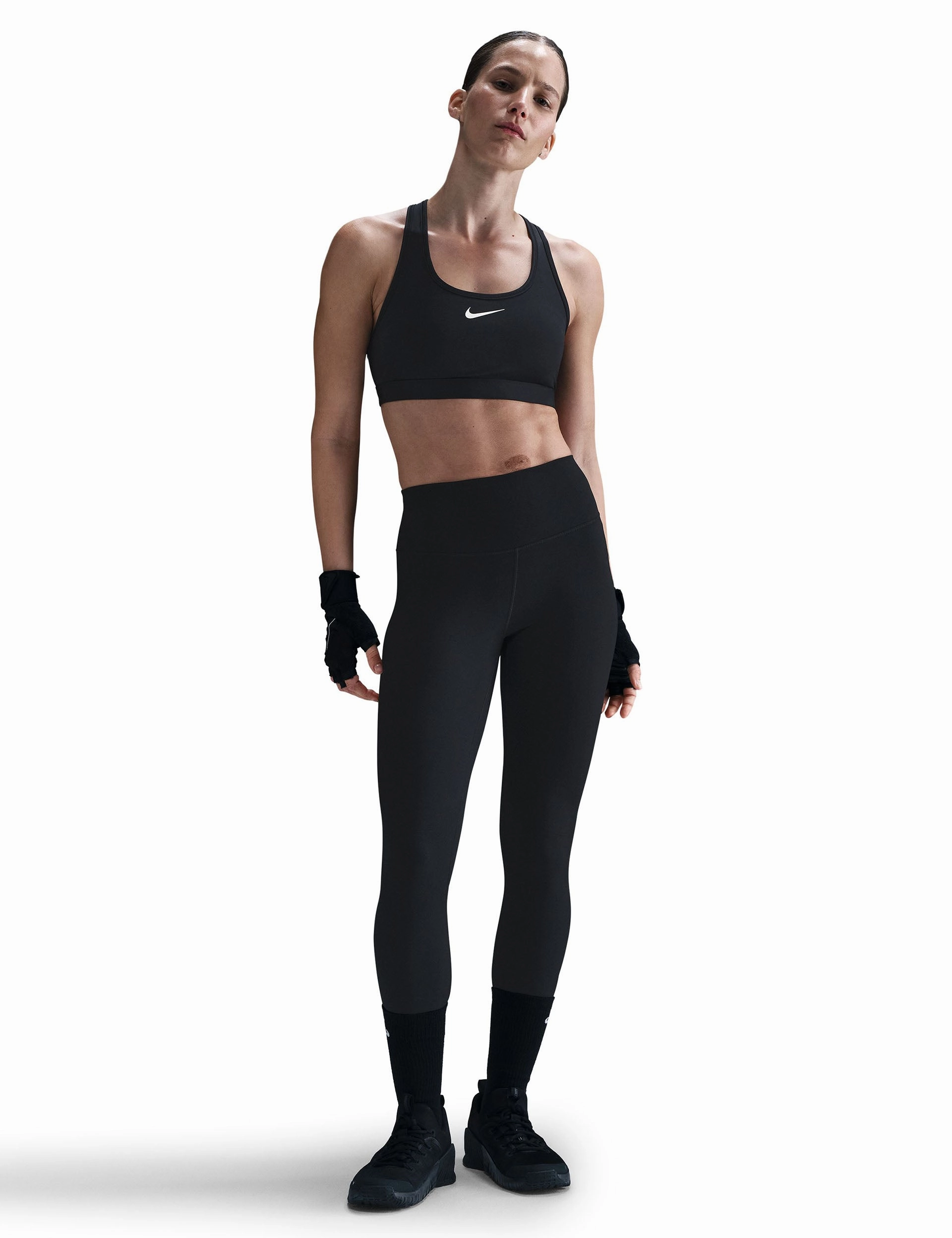 One High Waisted Full Length Leggings - Black Durable Stitch Home Lounge Lightweight Material Beginner Level