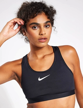 professional athletes Fitness Apparel Swoosh High Support Bra - Black/Iron Grey/White
