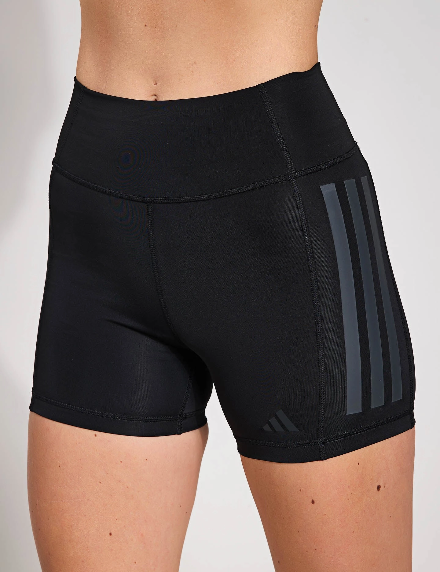 Punk style snap closure Optime 3-Stripes 1/4 Short Leggings - Black
