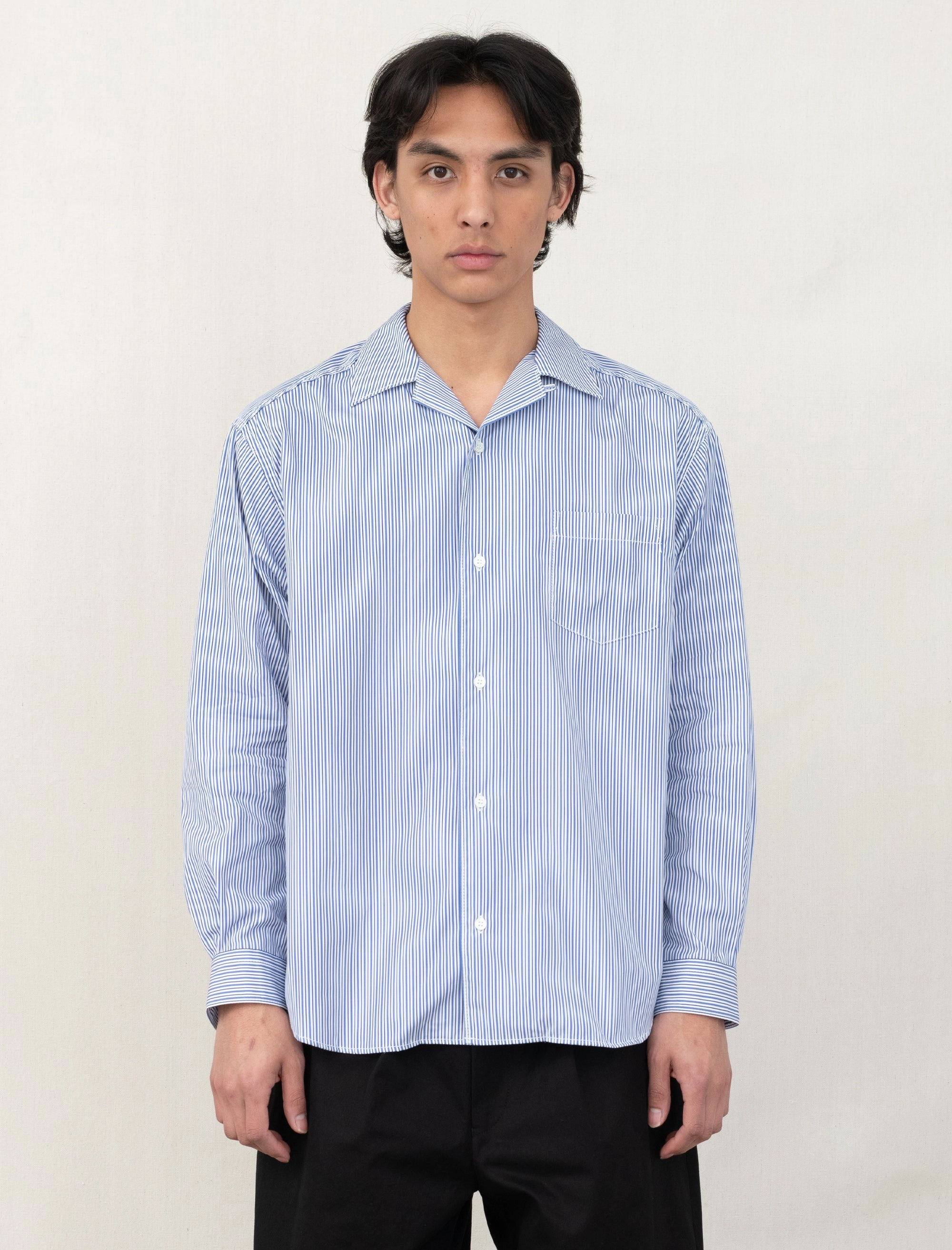 Camp Collar Shirt B009 (Navy/Sax) RibbedCollar NonScratchSurface