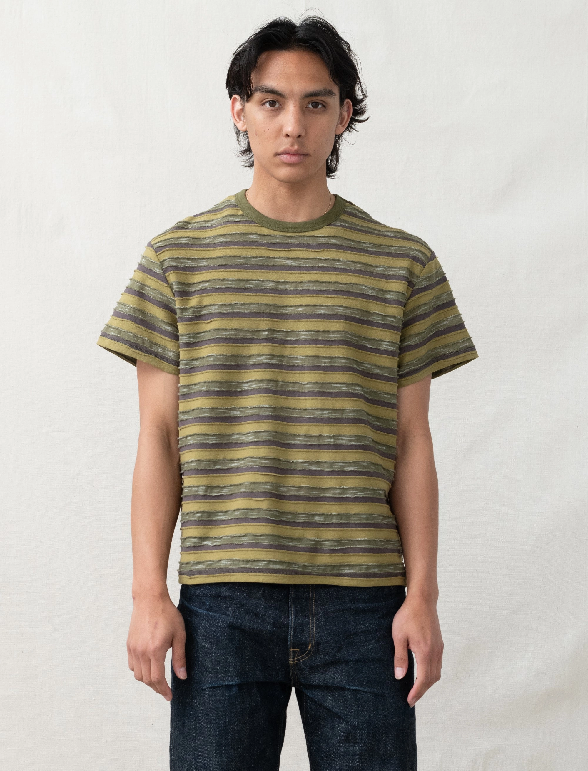 Casey Striped Shirt (Moss) Neutral Tone Palette Relaxed Sweatshirt