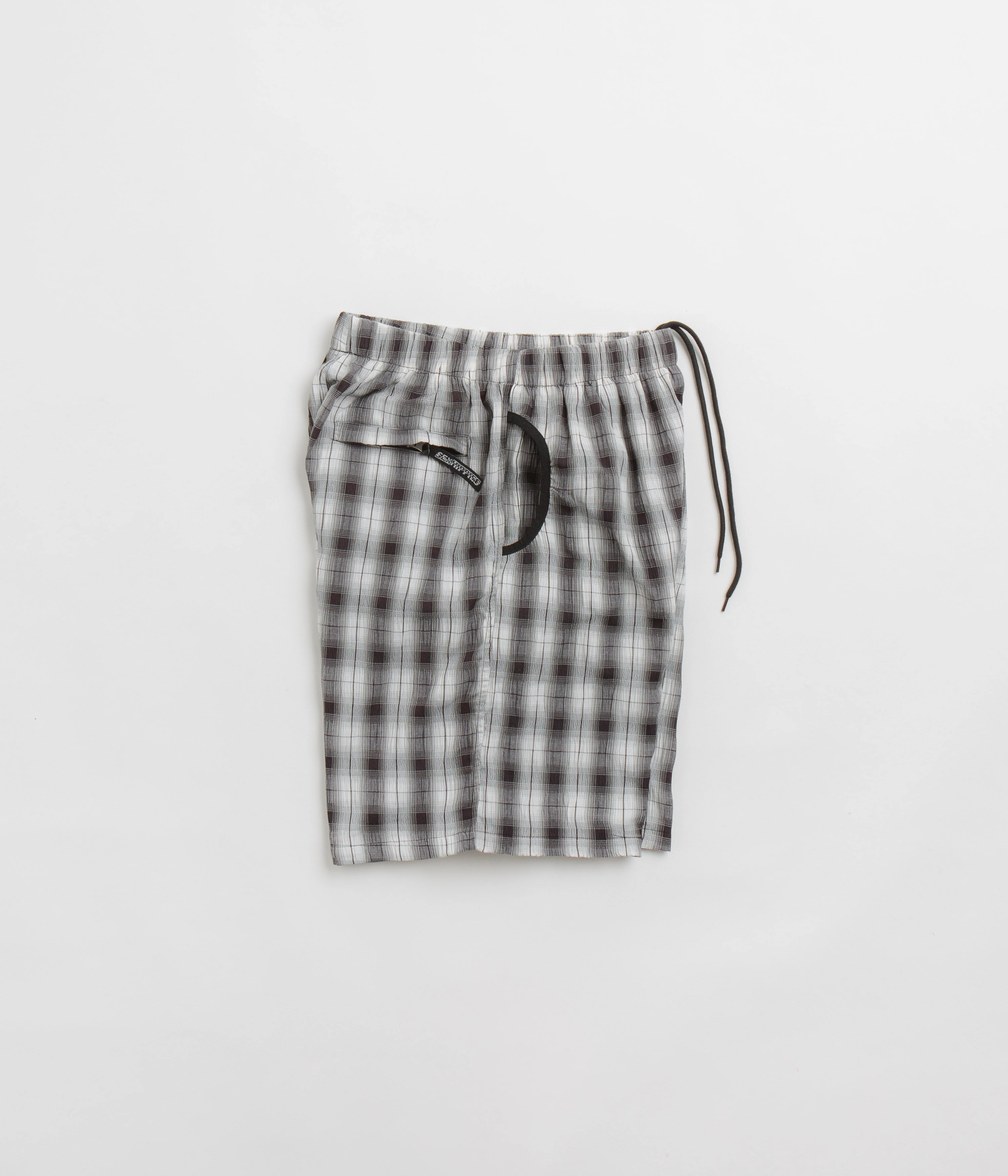 Sexhippies Seersucker Plaid Shorts - Black / White Sporty Design