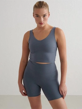 Easy Adjust Drawcord Stormy Blue Midi Biker Shorts