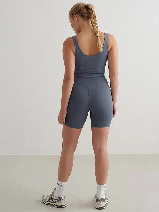 Stormy Blue Midi Biker Shorts dancewear Multi Pocket System