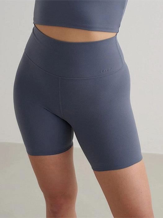 gym kit Mid Rise Stormy Blue Midi Biker Shorts