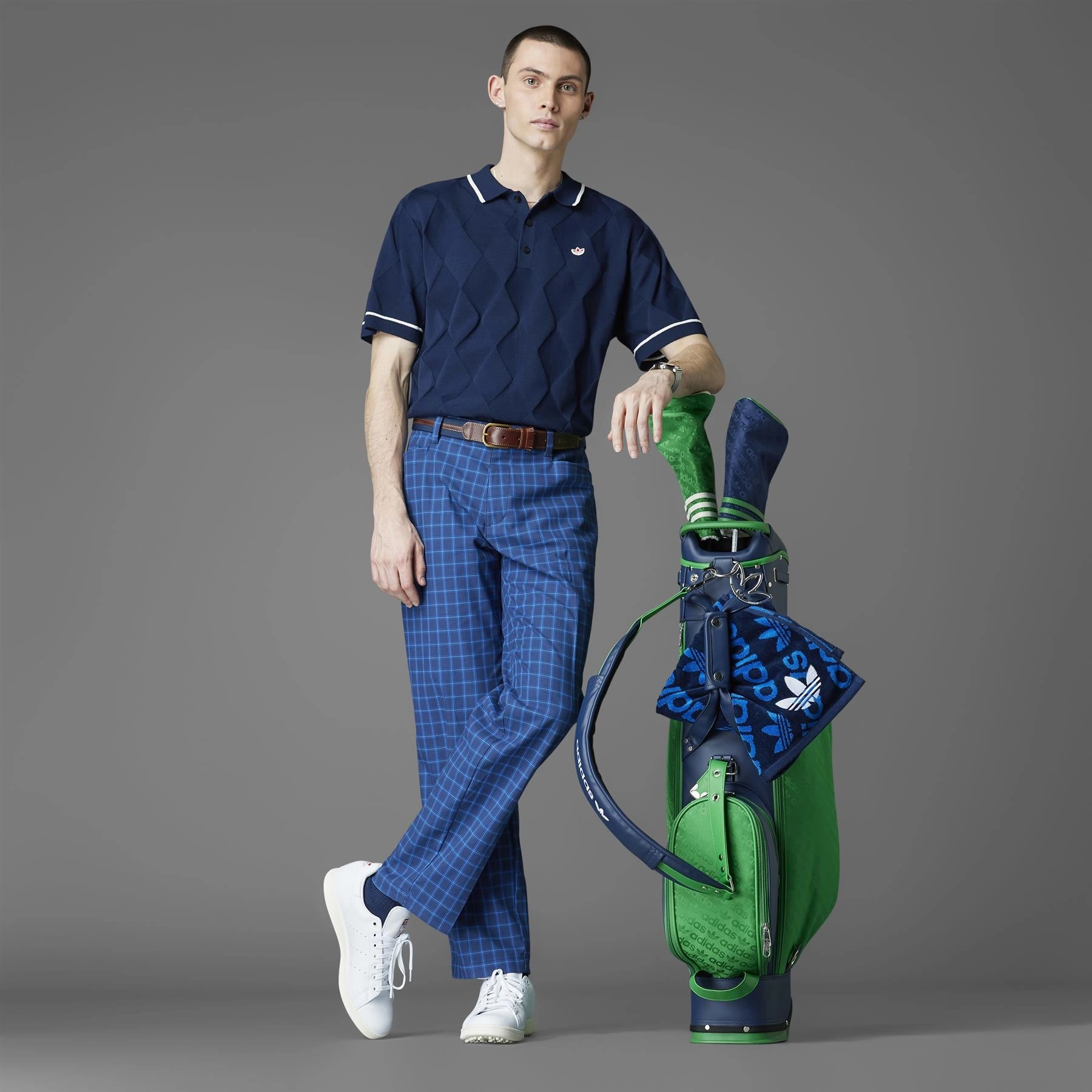 Plus-size option Noise Reduciting Fabric Archive Plaid Trousers Night Indigo/Royal Blue