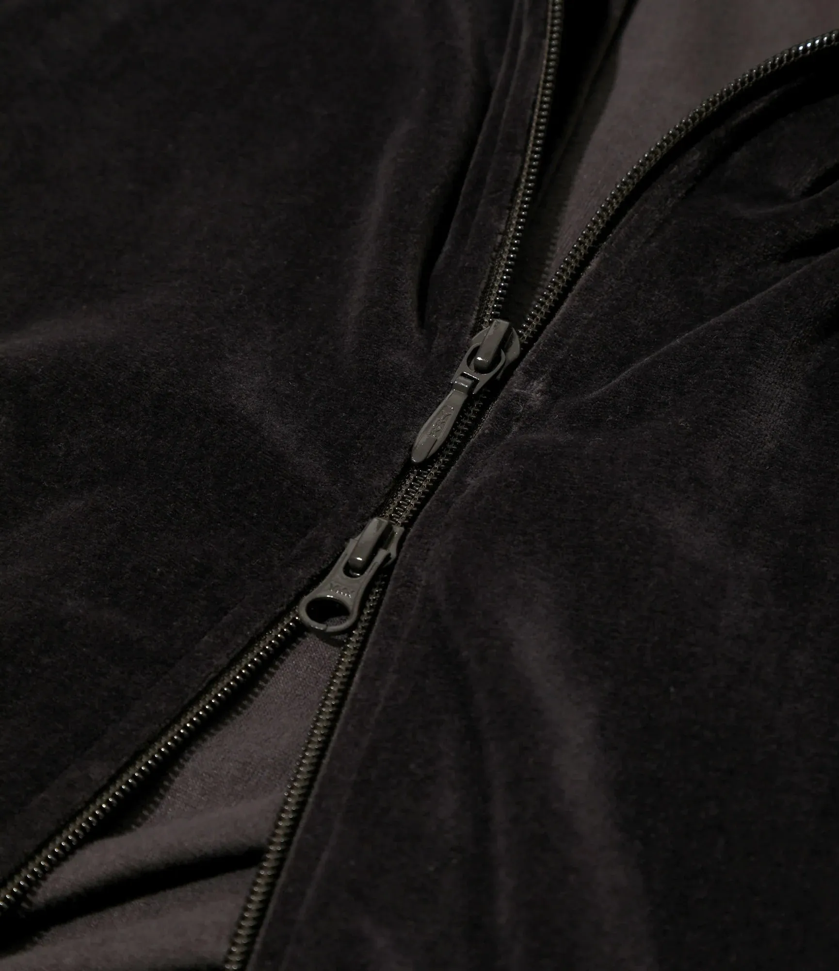 RIB COLLAR TRACK JACKET VELOUR - CHARCOAL ReinforcedKnees
